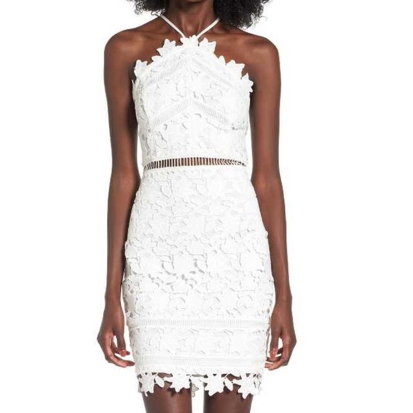 halter lace bodycon dress